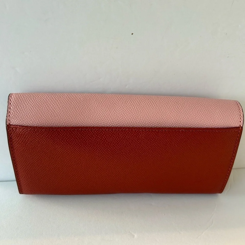Coach NWT Color Block Leather Pink & Rust Wallet